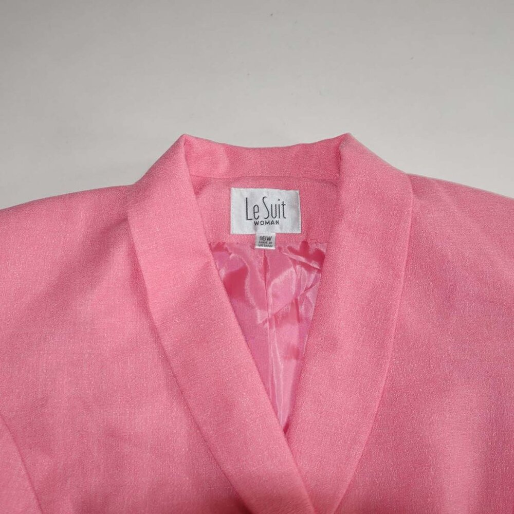 Le Suit Coral Pink Two-Piece Skirt Set - Picture 6 of 8